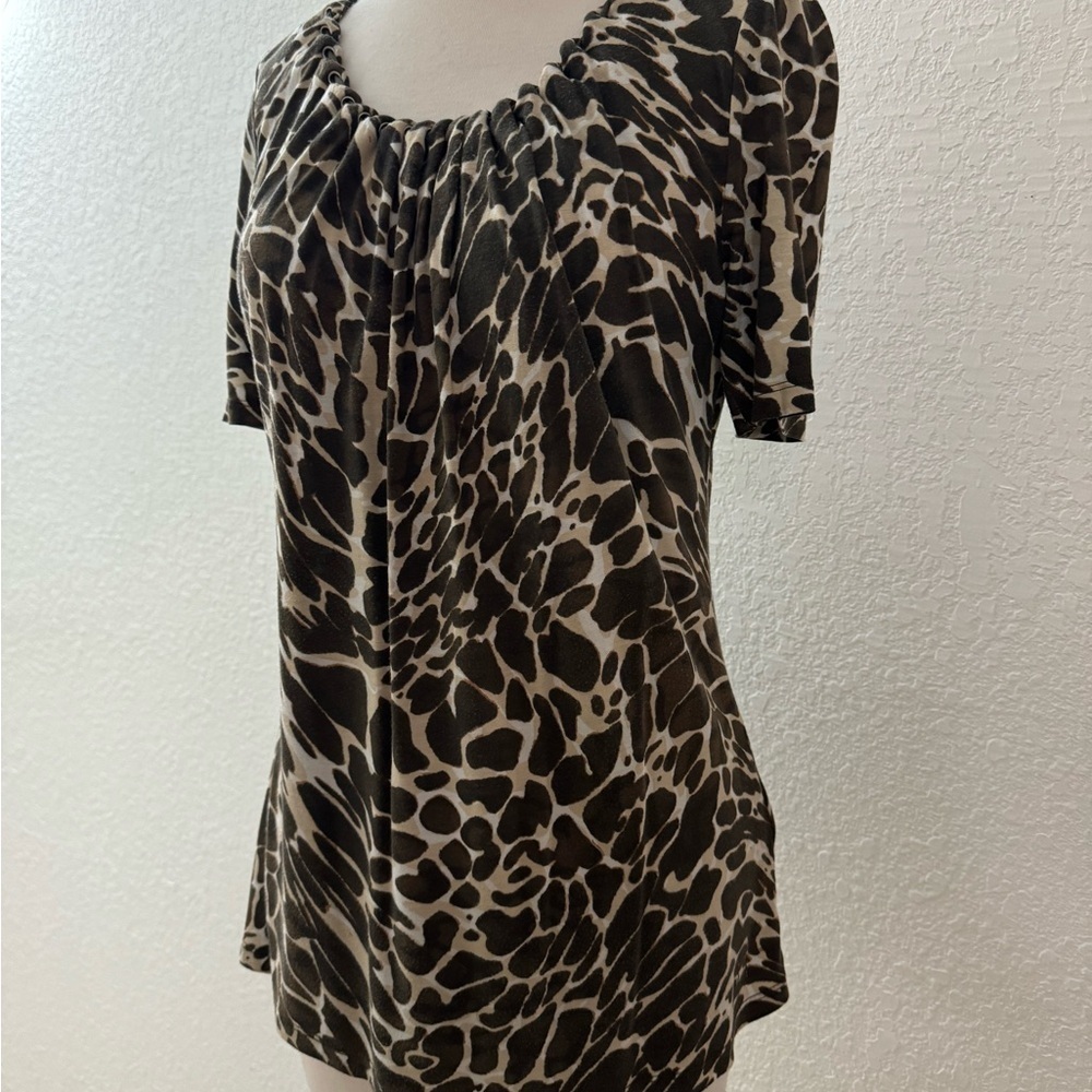 Laurel by Escada Vintage Animal Print Blouse Size 6 Designer Chic - Picture 3 of 13